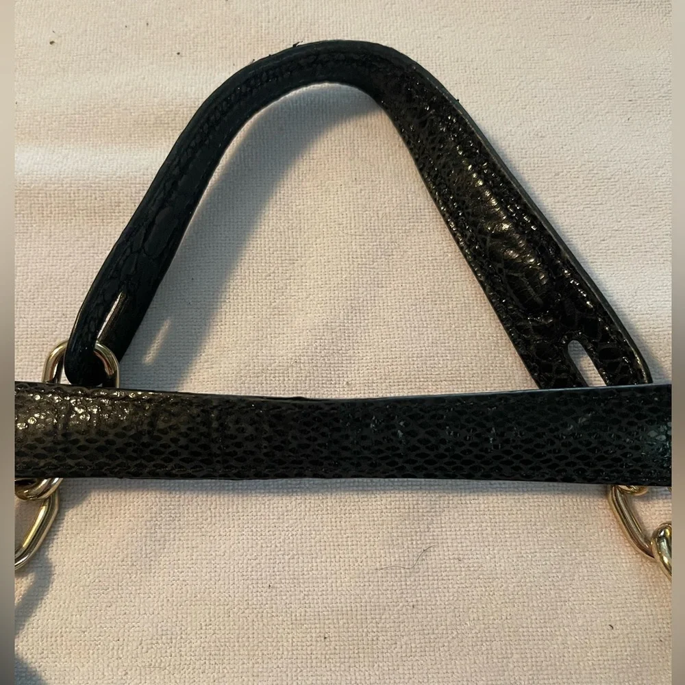 MICHAEL Michael Kors Black Snake-Embossed Leather Hobo with Gold Hardware